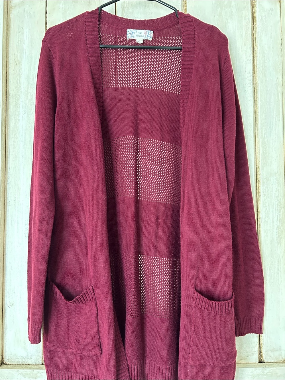Pink Republic Open-Front Burgundy Cardigan